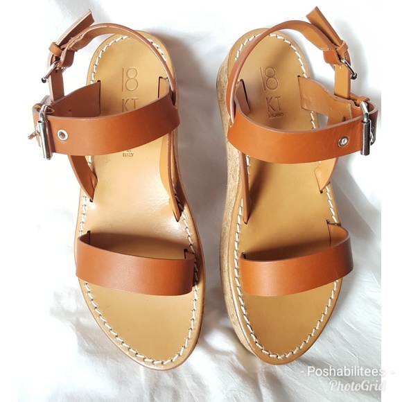 18kt Milano camel leather cork platform Italian summer sandals - Picture 3 of 7